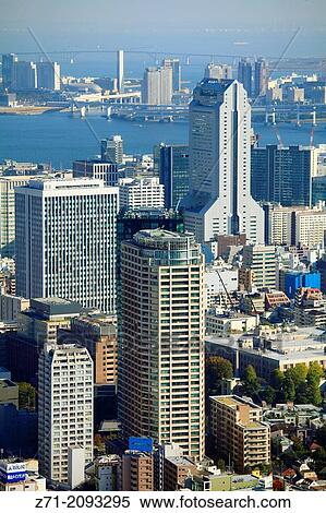 Japan, Tokyo, harbor, skyline, general aerial view,. View Large Photo Image Stock Photography - Japan, Tokyo, harbor, skyline, general aerial view,.. Fotosearch