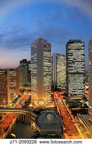 Stock Photo - Japan, Tokyo, Shinjuku, skyline, skyscrapers,.. Fotosearch