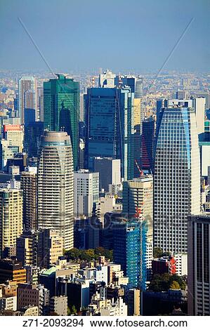 Picture - Japan, Tokyo, skyline, general aerial view,.. Fotosearch