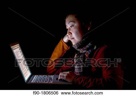Stock Photograph - Japanese graduate student w laptop. Fotosearch