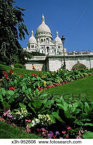 jardins, basilique du Sacre-Coeur sur la Butte Montmartre, gardens of Sacre-Coeur Basilica at the summit of the Butte Montmartre, Paris, Ile de France, France View Large Photo Image Stock Photograph - jardins, basilique du Sacre-Coeur sur la Butte Montmartre, gardens of Sacre-Coeur Basilica at the summit of the Butte Montmartre, Paris, Ile de France, France. Fotosearch
