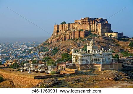 Jaswant Thada Memorial and Meherangarh fort in Jodhpur Rajasthan India. View Large Photo Image Stock Image - Jaswant Thada Memorial and Meherangarh fort in Jodhpur Rajasthan India.. Fotosearch