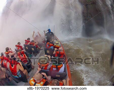 Jet boat ride on the river at Iguaz Falls, Iguaz Falls National Park, Misiones, Argentina, South America. View Large Photo Image Stock Photography - Jet boat ride on the river at Iguaz Falls, Iguaz Falls National Park, Misiones, Argentina, South America.. Fotosearch