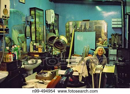 Picture - Jewish quarter, haircutter, Marais, Rue des Rosiers, Paris. France. Fotosearch