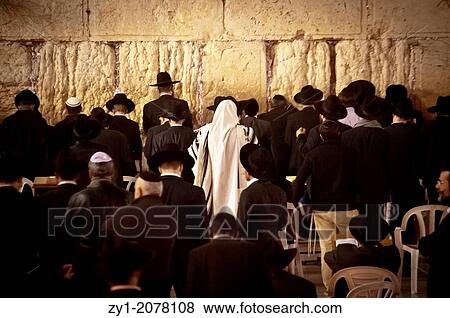 Stock Photo - Jews praying at the Western Wall (Jerusalem).. Fotosearch