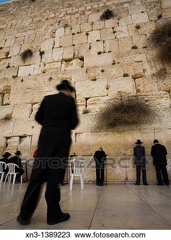 Stock Image - Jews praying, Western Wall, Wailing Wall, Old city, Jerusalem, Israel, Middle East.. Fotosearch