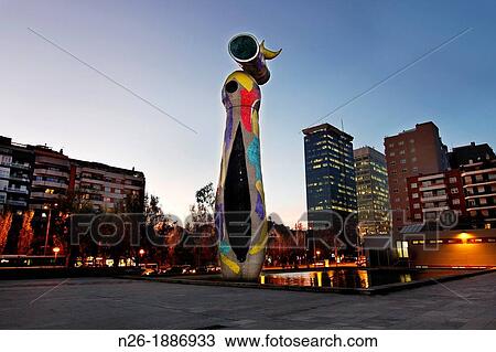 Joan Mir? Park? Dona i ocell? sculpture by Joan Mir? L? Escorxador Barcelona View Large Photo Image Stock Image - Joan Mir? Park? Dona i ocell? sculpture by Joan Mir? L? Escorxador Barcelona. Fotosearch
