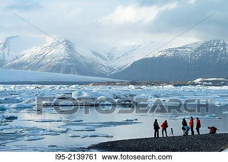 Stock Image - Jokullsarlon lagoon as the draining point of the Vatnajokull glacier, Iceland.. Fotosearch