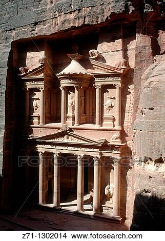 Jordan, Petra, Treasury, Al-Khazneh View Large Photo Image Picture - Jordan, Petra, Treasury, Al-Khazneh. Fotosearch
