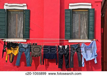 Stock Photo - jour de lessive a? ile de Burano Venise Italie washing day in Burano island Venice Italy. Fotosearch