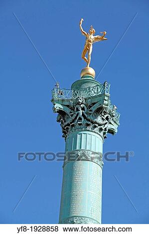 Stock Photo - July column on the Place de la Bastille, Paris, France. Fotosearch