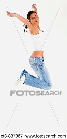jumping woman View Large Photo Image Stock Photo - jumping woman. Fotosearch