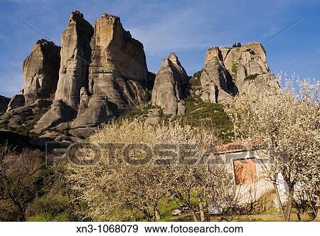 Kalambaka town, Meteora, Thessaly, Greece. View Large Photo Image Stock Photo - Kalambaka town, Meteora, Thessaly, Greece.. Fotosearch
