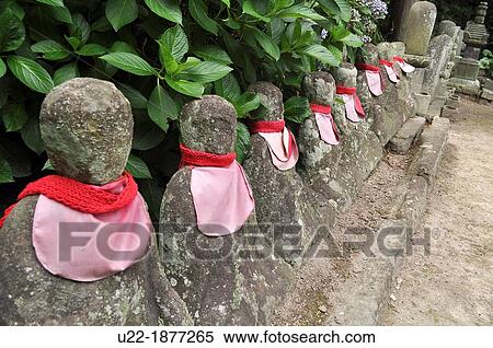 Kamakura, Kanagawa, Japan, doll guardian deities of children Ojizousan View Large Photo Image Stock Photography - Kamakura, Kanagawa, Japan, doll guardian deities of children Ojizousan. Fotosearch