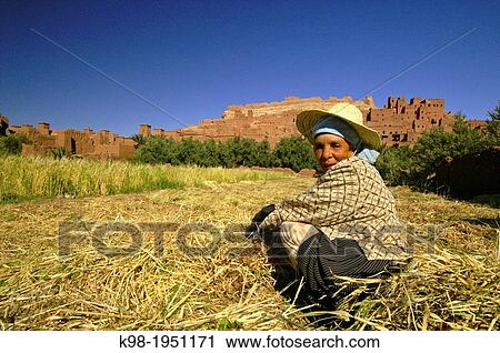 Stock Image - Kasbah of Ait Benhaddou XVI century. Atlas Mountains. Morocco. Maghreb. Africa.. Fotosearch
