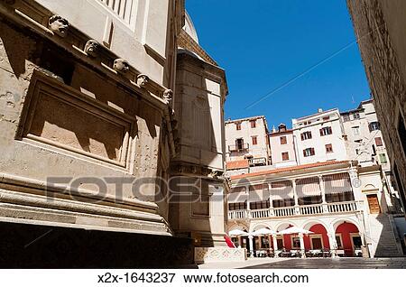 Stock Photo - ? Katedralni Trg - Platea Magna? Cathedral square, town of Sibenik, Dalmatia region, Croatia, Europe. Fotosearch