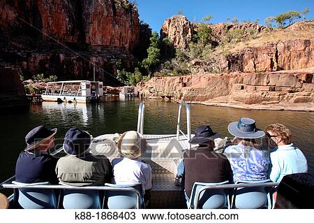 Stock Image - Katherine Gorge river cruise in Nitmiluk National Park Northern Territory, Australia. Fotosearch
