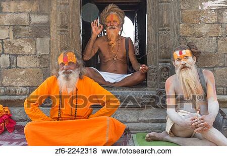 Kathmandu Nepal Sadus painted men pose for cportrait in Pashupatinath. Buddhist, Buddhism 92 93 94. View Large Photo Image Stock Photo - Kathmandu Nepal Sadus painted men pose for cportrait in Pashupatinath. Buddhist, Buddhism 92 93 94.. Fotosearch