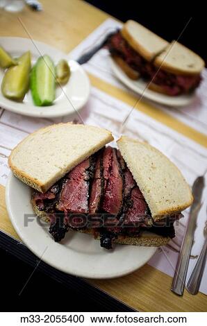 Katz's Delicatessen Pastrami sandwich. 205 E Houston St, Lower East Side, Manhattan, New York. View Large Photo Image Stock Image - Katz's Delicatessen Pastrami sandwich. 205 E Houston St, Lower East Side, Manhattan, New York.. Fotosearch