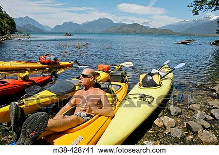 Kayak. Sea. Chile. View Large Photo Image Stock Image - Kayak. Sea. Chile.. Fotosearch