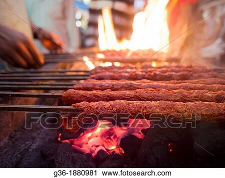 Kebab making in Bangalore, India. View Large Photo Image Stock Image - Kebab making in Bangalore, India.. Fotosearch