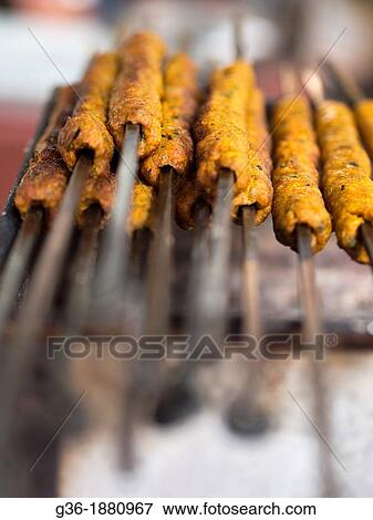 Kebab making in Bangalore, India. View Large Photo Image Stock Photo - Kebab making in Bangalore, India.. Fotosearch