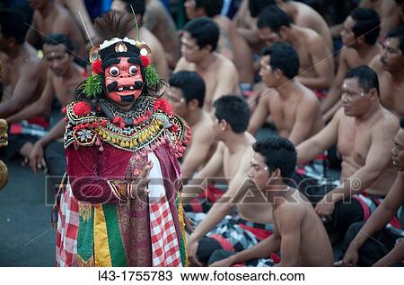 Stock Image - Kecak dance in bali island, indonesia, southeast Asia. Fotosearch