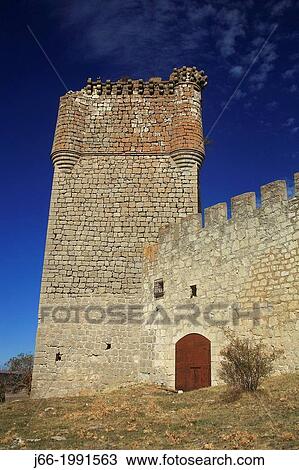 Stock Image - Keep of the 15th century castle of Los Zigas, Galve de Sorbe, Guadalajara province, Castilla-La Mancha, Spain. Fotosearch
