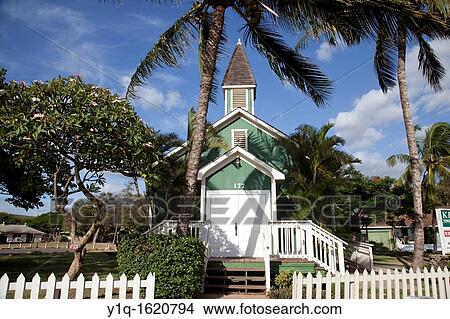 Picture - Keolahau Congregational Church, 1920, Kihei, Maui, Hawaii, USA. Fotosearch