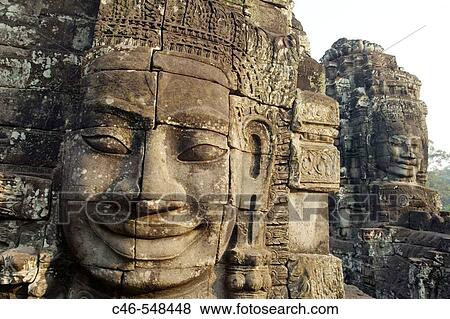 Khmer architecture. Barroque peak. The Bayon temple (12th/13th Century). Angkor Thom. Cambodia. View Large Photo Image Stock Photo - Khmer architecture. Barroque peak. The Bayon temple (12th/13th Century). Angkor Thom. Cambodia.. Fotosearch