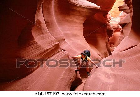 Kiker in Waterhole Canyon. Arizona. USA View Large Photo Image Stock Photo - Kiker in Waterhole Canyon. Arizona. USA. Fotosearch