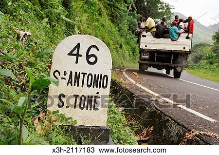 kilometre-marker on the road toward the south, Sao Tome Island, Republic of Sao Tome and Principe, Africa. View Large Photo Image Stock Image - kilometre-marker on the road toward the south, Sao Tome Island, Republic of Sao Tome and Principe, Africa.. Fotosearch