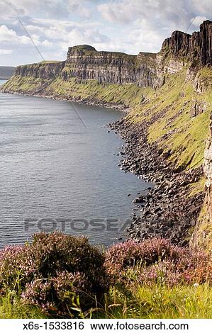 Stock Photograph - Kilt Rock view point, Isle of Skye - Ant-Eilean Sgitheanach -, Highlands, Scotland. Fotosearch