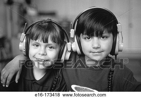 Kindergarten students with headphones View Large Photo Image Stock Photo - Kindergarten students with headphones. Fotosearch