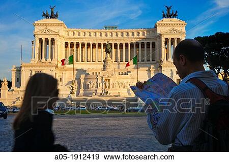 Stock Photo - King Vittorio Emanuele II Monument, Venezia Square, Rome, Lazio, Italy.. Fotosearch