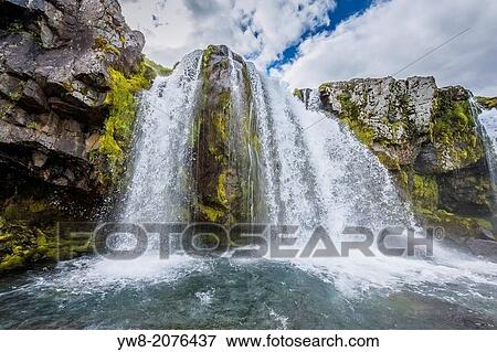 Kirkjufellsfoss Waterfalls, (Church Mountain Falls) Grundarfjordur, Snaefellsnes Peninsula, Iceland. View Large Photo Image Stock Photo - Kirkjufellsfoss Waterfalls, (Church Mountain Falls) Grundarfjordur, Snaefellsnes Peninsula, Iceland.. Fotosearch