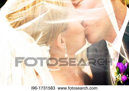 kissing through the veil - close up of bride and groom View Large Photo Image Stock Image - kissing through the veil - close up of bride and groom. Fotosearch
