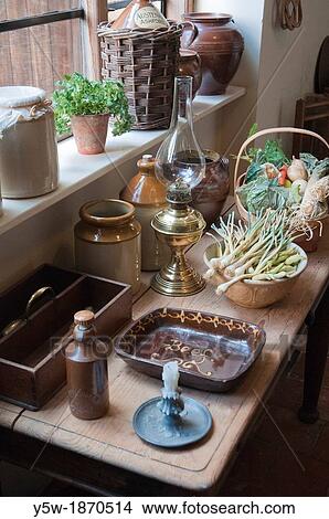 Kitchen table in Rosehill House, home of a Quaker family of ironmasters at Coalbrookdale in the Ironbridge Gorge View Large Photo Image Picture - Kitchen table in Rosehill House, home of a Quaker family of ironmasters at Coalbrookdale in the Ironbridge Gorge. Fotosearch
