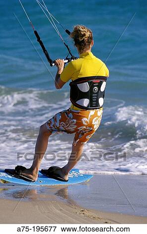 Kite-boarding View Large Photo Image Stock Photo - Kite-boarding. Fotosearch