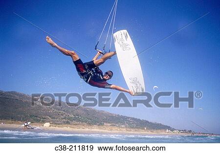 Kite-boarding View Large Photo Image Stock Photo - Kite-boarding. Fotosearch