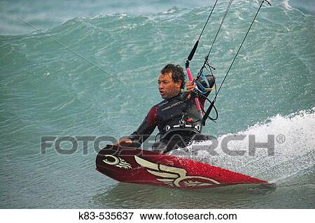 Kite-boarding View Large Photo Image Stock Photo - Kite-boarding. Fotosearch