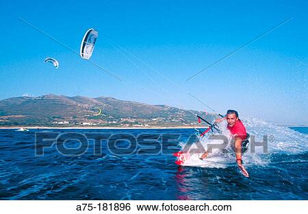 Kite-boarding View Large Photo Image Stock Photograph - Kite-boarding. Fotosearch