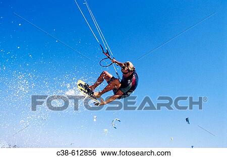 Kite-boarding View Large Photo Image Stock Photograph - Kite-boarding. Fotosearch