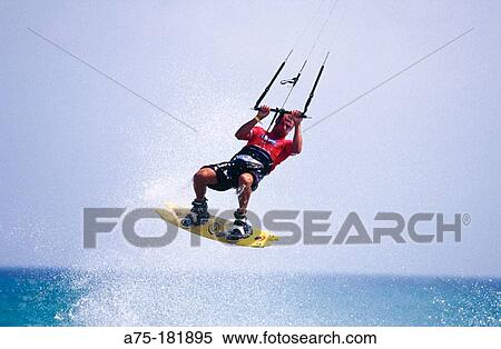 Kite-boarding View Large Photo Image Stock Photography - Kite-boarding. Fotosearch