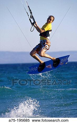Kite-boarding View Large Photo Image Stock Photography - Kite-boarding. Fotosearch