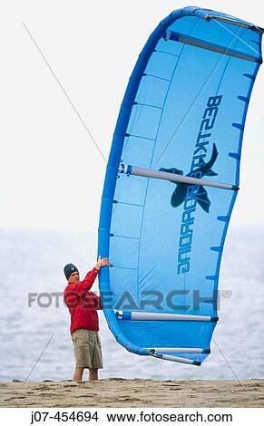 Kite surfing or kite sailing launch. View Large Photo Image Picture - Kite surfing or kite sailing launch.. Fotosearch