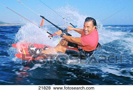 Stock Photo - Kite-surfing. Fotosearch