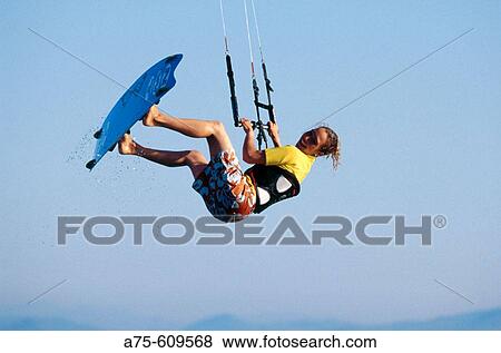 Kite-surfing View Large Photo Image Stock Photo - Kite-surfing. Fotosearch