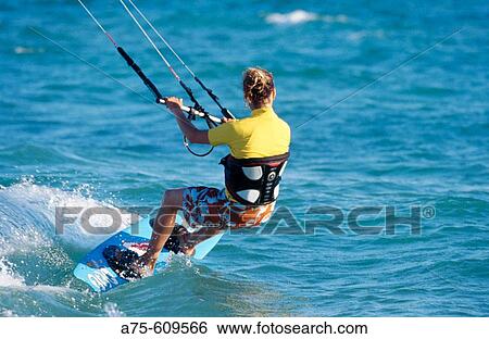 Kite-surfing View Large Photo Image Stock Photograph - Kite-surfing. Fotosearch