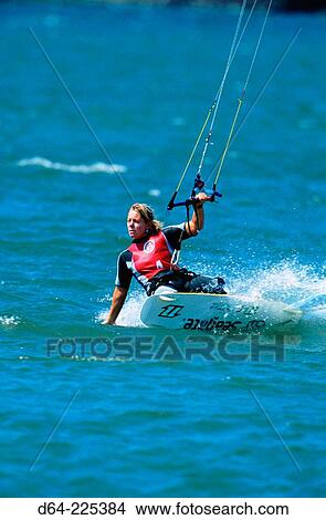 Kiteboarding. 2002 Gorge Games. Hood River, Oregon. USA View Large Photo Image Picture - Kiteboarding. 2002 Gorge Games. Hood River, Oregon. USA. Fotosearch